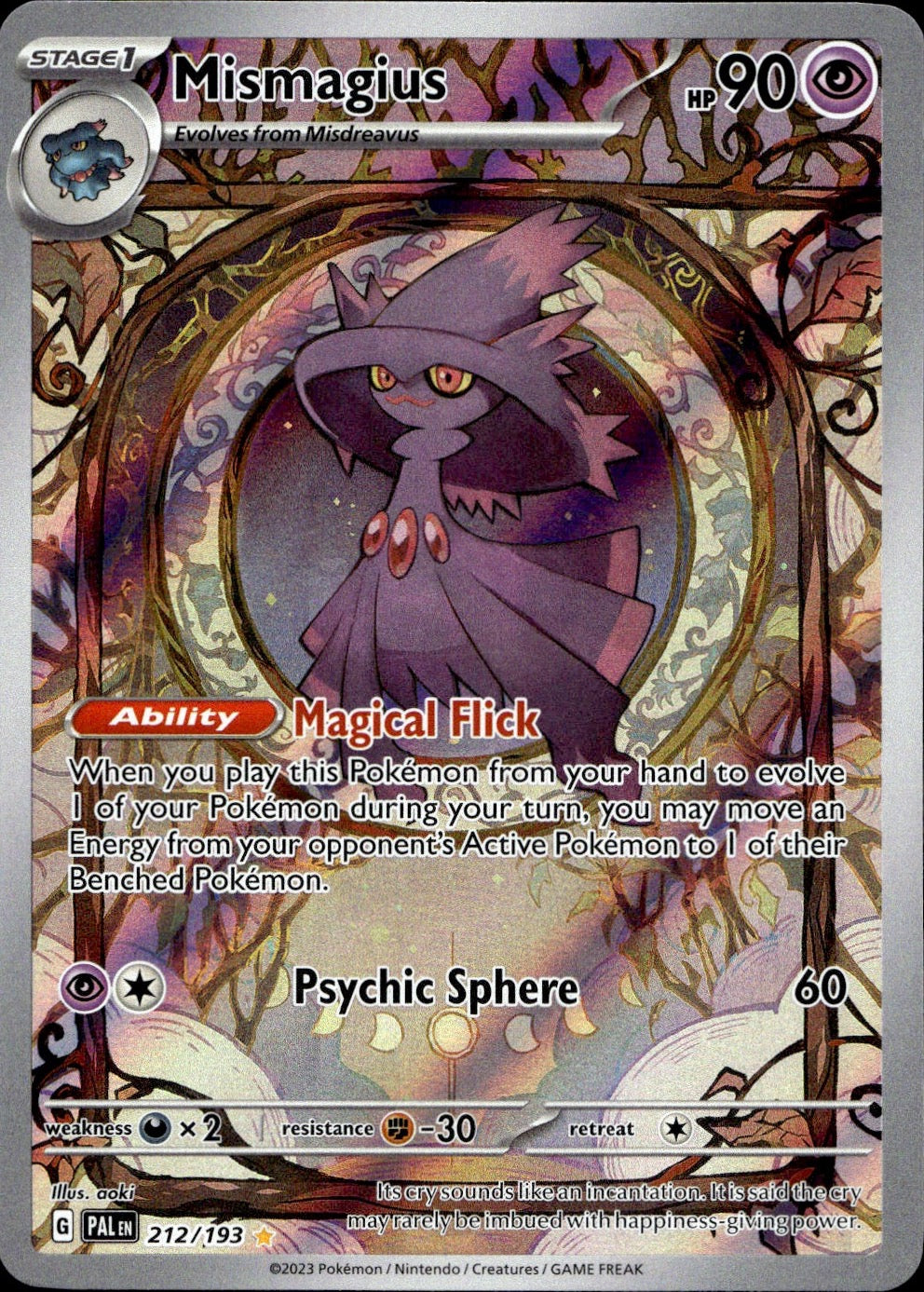Mismagius 212/193 Illustration Rare Paldea Evolved Pokemon Near Mint