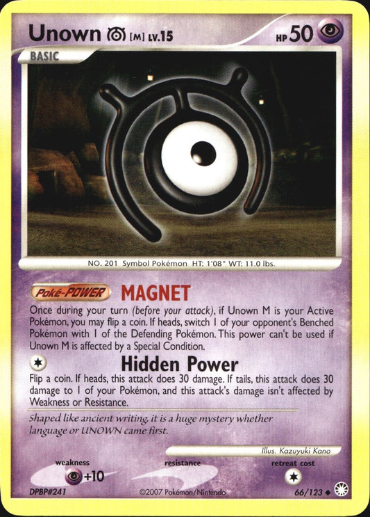 Unown [M] 66/123 Uncommon Mysterious Treasures Pokemon Near Mint