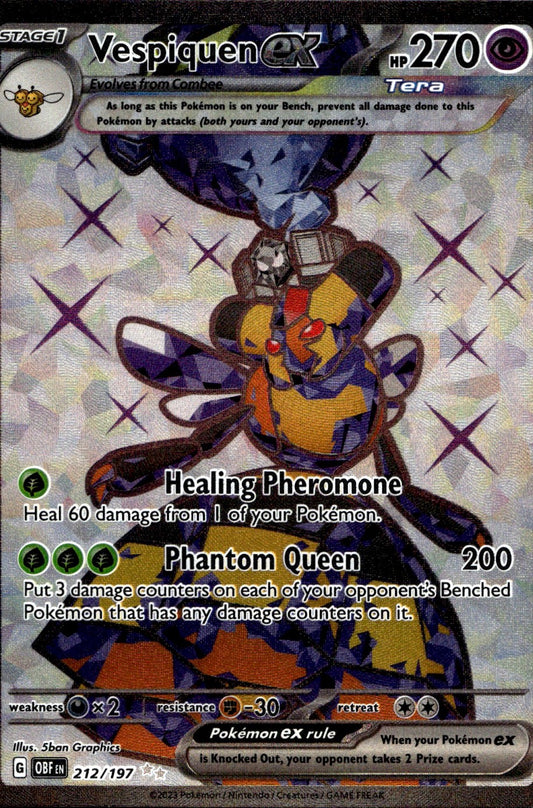 Vespiquen ex 212/197 Ultra Rare Obsidian Flames Pokemon Near Mint