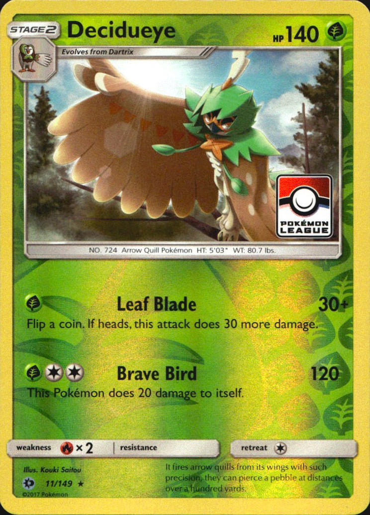 Decidueye 011/149 Holofoil League & Championship Cards Pokemon Reverse Holo NM