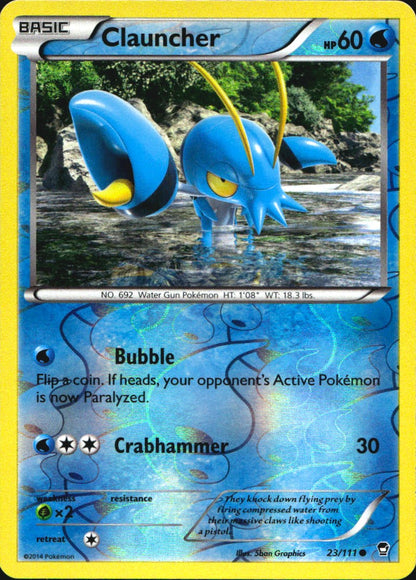 Clauncher 23/111 Common Furious Fists Pokemon Reverse Holo Near Mint