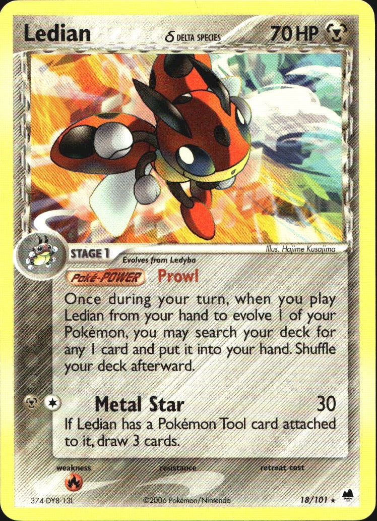 Ledian 18/101 Rare Dragon Frontiers Pokemon Near Mint