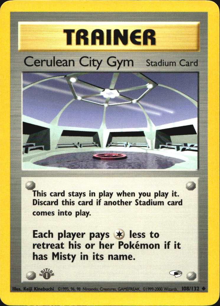 Cerulean City Gym 108/132 Uncommon Gym Heroes Pokemon 1st Edition Near Mint