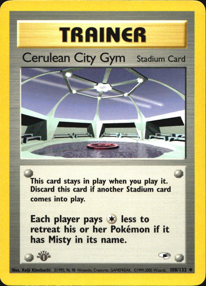 Cerulean City Gym 108/132 Uncommon Gym Heroes Pokemon 1st Edition Near Mint