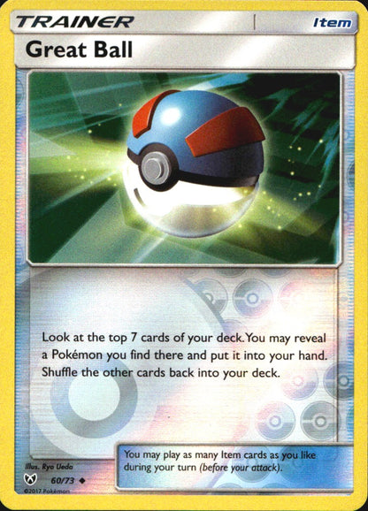Great Ball 60/73 Uncommon Shining Legends Pokemon Reverse Holo Near Mint