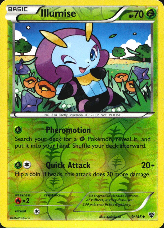 Illumise 9/146 Uncommon XY Pokemon Reverse Holo Near Mint