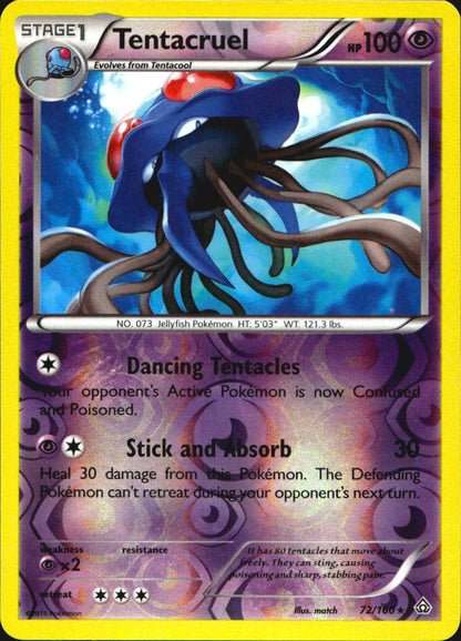 Tentacruel 72/160 Rare Primal Clash Pokemon Reverse Holo Near Mint