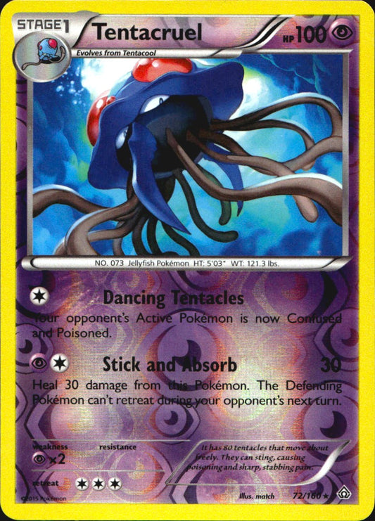Tentacruel 72/160 Rare Primal Clash Pokemon Reverse Holo Near Mint