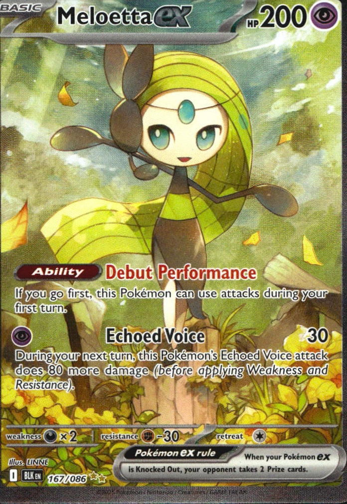Meloetta ex 167/086 Special Illustration Rare Black Bolt Pokemon Near Mint