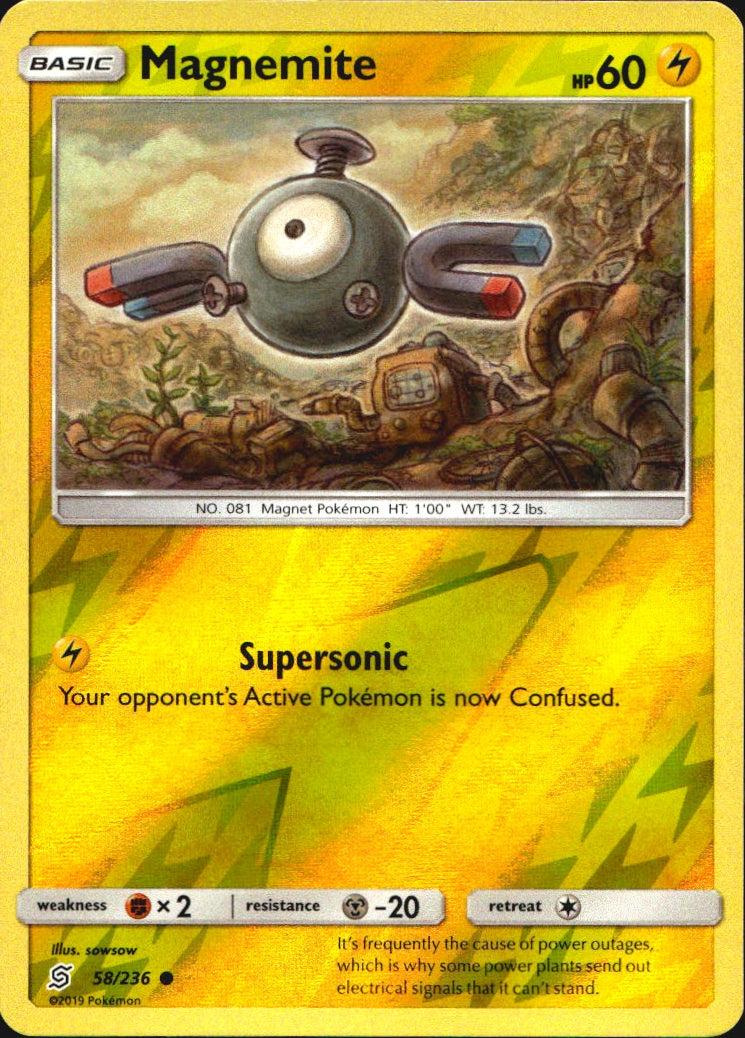 Magnemite 58/236 Common Unified Minds Pokemon Reverse Holo Near Mint