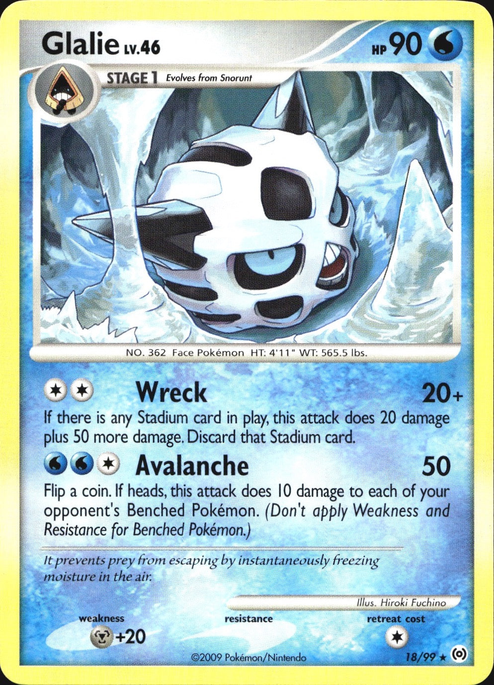 Glalie 18/99 Rare Arceus Pokemon Near Mint