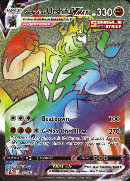 Single Strike Urshifu VMAX 167/163 Rainbow Rare Battle Styles Near Mint