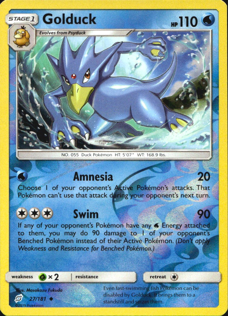 Golduck 27/181 Uncommon Team Up Pokemon Reverse Holo Near Mint