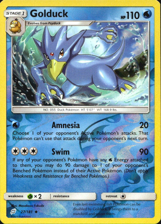 Golduck 27/181 Uncommon Team Up Pokemon Reverse Holo Near Mint