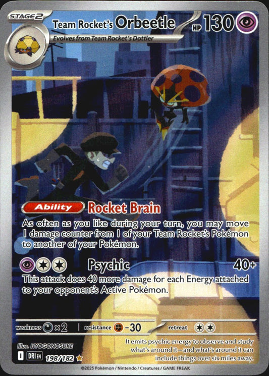 Team Rocket's Orbeetle 198/182 Illustration Rare Destined Rivals Pokemon NM