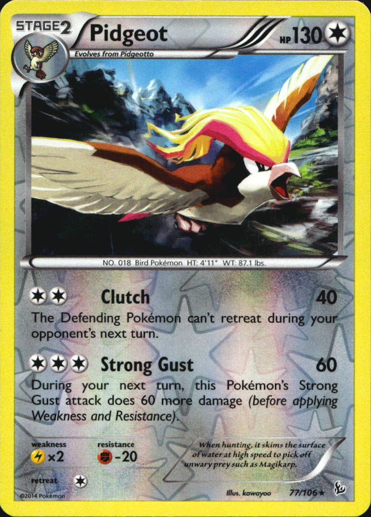 Pidgeot 77/106 Rare Flashfire Pokemon Reverse Holo Near Mint