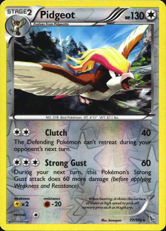 Pidgeot 77/106 Rare Flashfire Pokemon Reverse Holo Near Mint