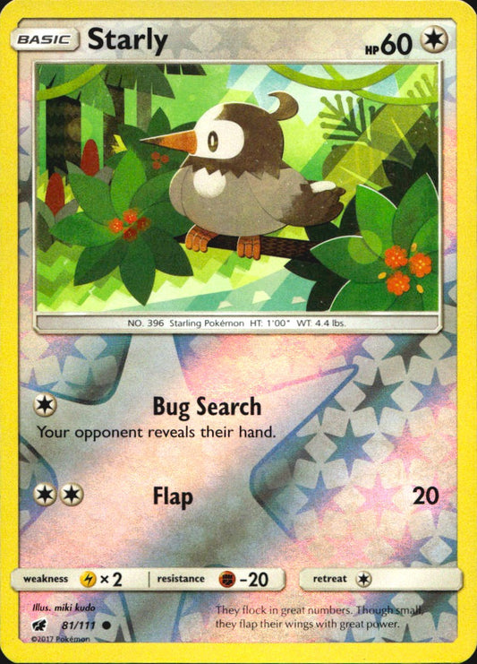 Starly 81/111 Common Crimson Invasion Pokemon Reverse Holo Near Mint