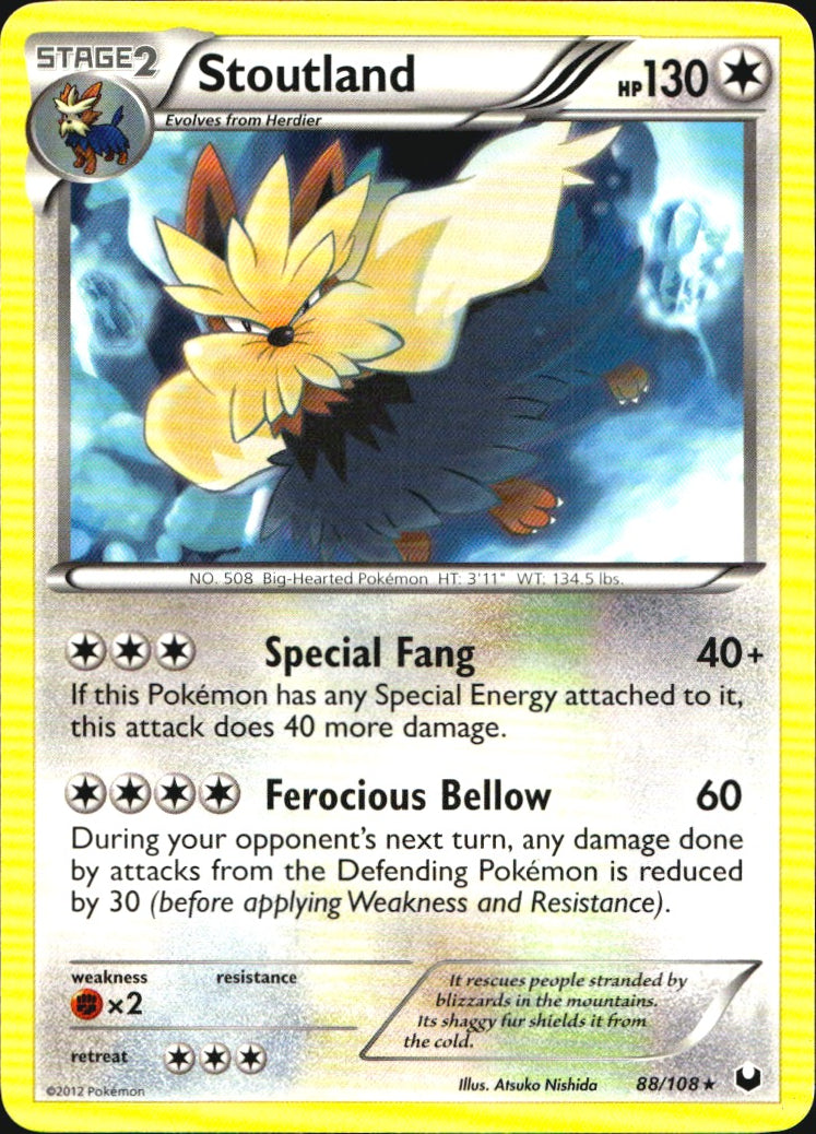 Stoutland 88/108 Rare Dark Explorers Pokemon Near Mint