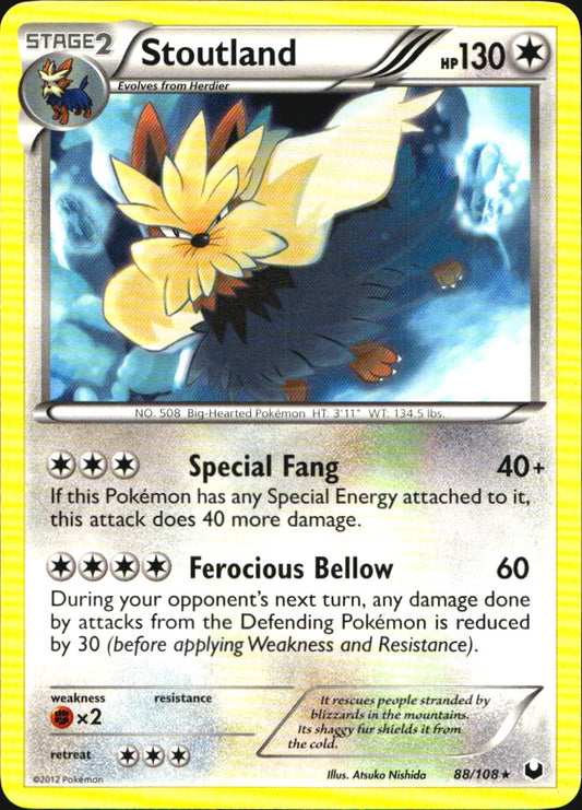 Stoutland 88/108 Rare Dark Explorers Pokemon Near Mint