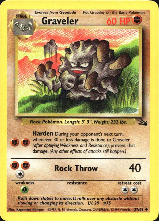 Graveler 37/62 Uncommon Fossil Pokemon Near Mint