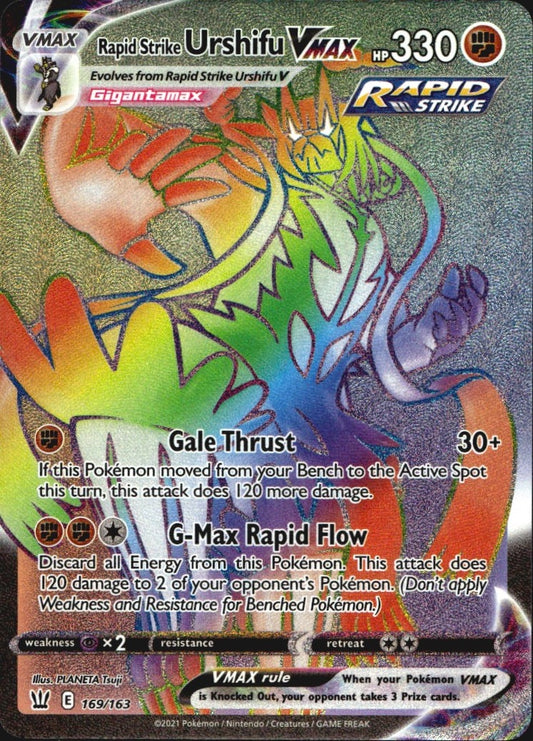 Rapid Strike Urshifu VMAX 169/163 Rainbow Rare Battle Styles Near Mint