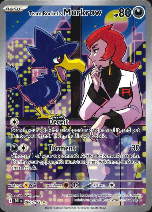 Team Rocket's Murkrow 200/182 Illustration Rare Destined Rivals Pokemon NM