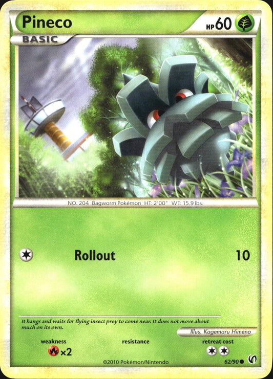 Pineco 62/90 Common HGSS Undaunted Pokemon Near Mint