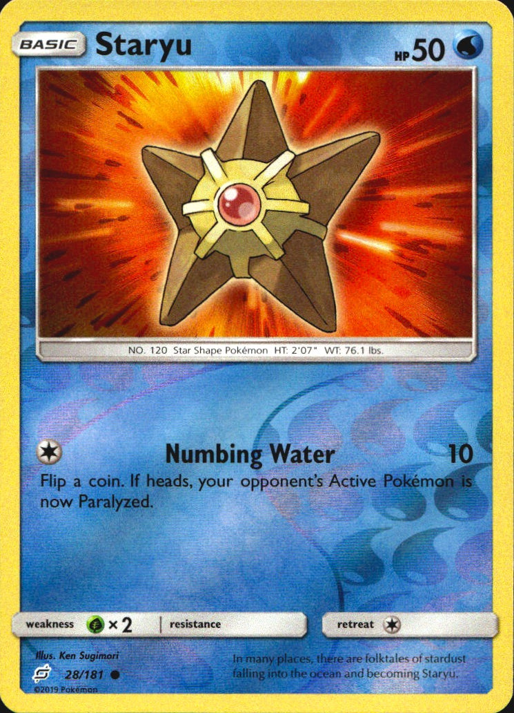Staryu 28/181 Common Team Up Pokemon Reverse Holo Near Mint