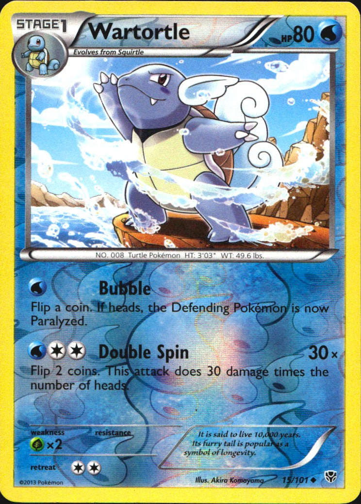 Wartortle 15/101 Uncommon Plasma Blast Pokemon Reverse Holo Near Mint