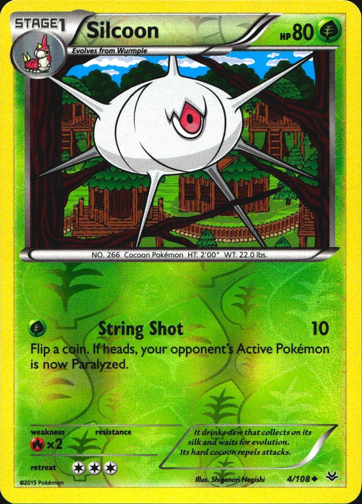 Silcoon 4/108 Uncommon Roaring Skies Pokemon Reverse Holo Near Mint