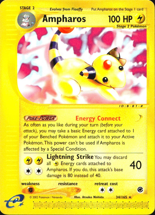 Ampharos 34/165 Rare Expedition Base Set Pokemon Near Mint
