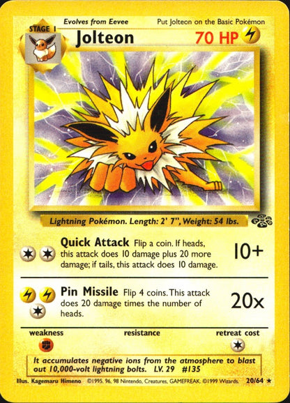 Jolteon 20/64 Rare Jungle Pokemon Near Mint