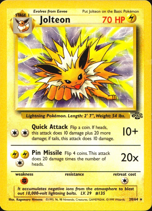 Jolteon 20/64 Rare Jungle Pokemon Near Mint