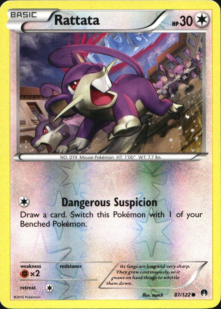 Rattata 87/122 Common BREAKpoint Pokemon Reverse Holo Near Mint