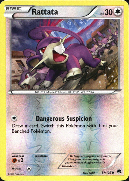 Rattata 87/122 Common BREAKpoint Pokemon Reverse Holo Near Mint