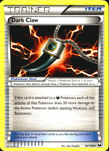 Dark Claw 92/108 Uncommon Dark Explorers Pokemon Near Mint