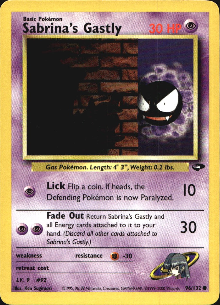 Sabrina's Gastly 96/132 Common Gym Challenge Pokemon Near Mint