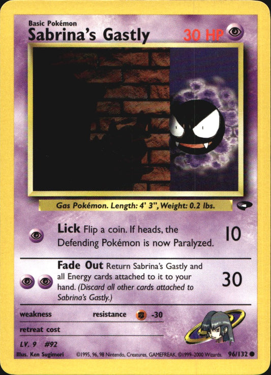 Sabrina's Gastly 96/132 Common Gym Challenge Pokemon Near Mint