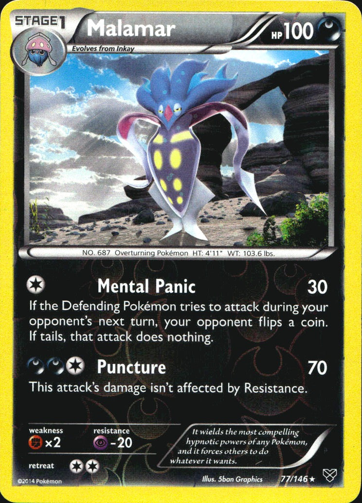 Malamar 77/146 Rare XY Pokemon Reverse Holo Near Mint