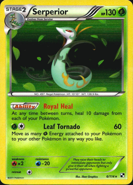 Serperior 6/114 Holo Rare Black & White Pokemon Near Mint