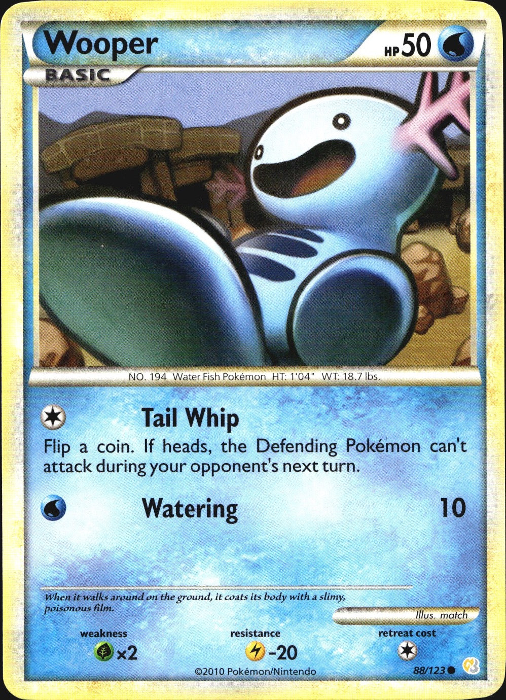 Wooper 88/123 Common HeartGold & SoulSilver Pokemon Near Mint