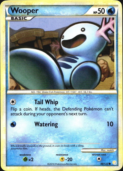 Wooper 88/123 Common HeartGold & SoulSilver Pokemon Near Mint