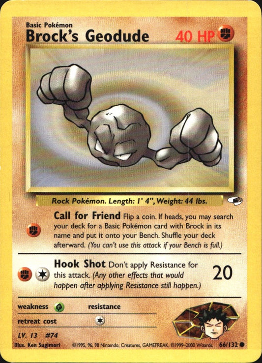 Brock's Geodude 66/132 Common Gym Heroes Pokemon Near Mint