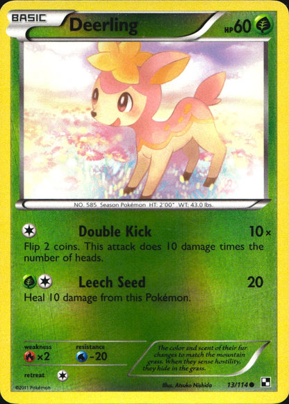 Deerling 13/114 Common Black & White Pokemon Reverse Holo Near Mint