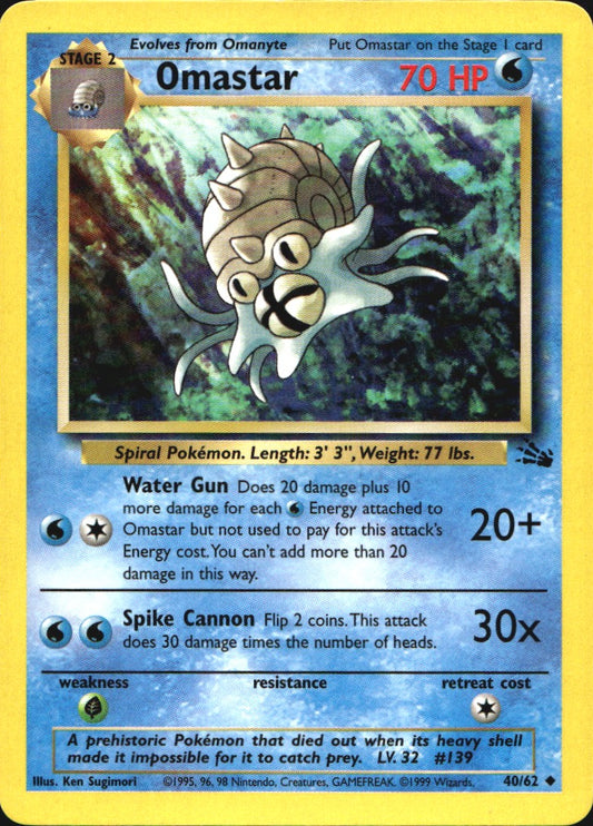 Omastar 40/62 Uncommon Fossil Pokemon Near Mint