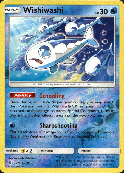 Wishiwashi 37/145 Common Guardians Rising Pokemon Reverse Holo Near Mint