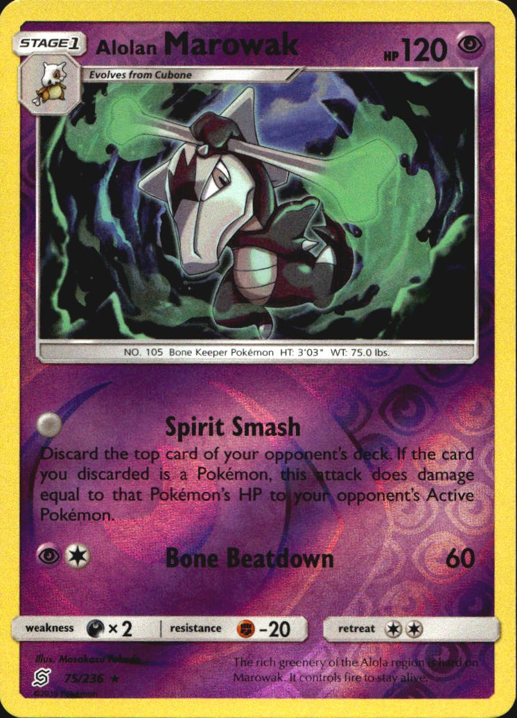 Alolan Marowak 75/236 Rare Unified Minds Pokemon Reverse Holo Near Mint
