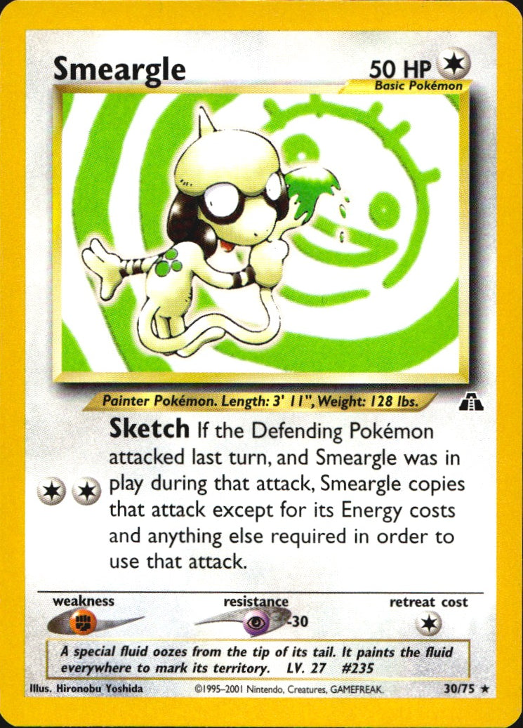 Smeargle 30/75 Rare Neo Discovery Pokemon Near Mint