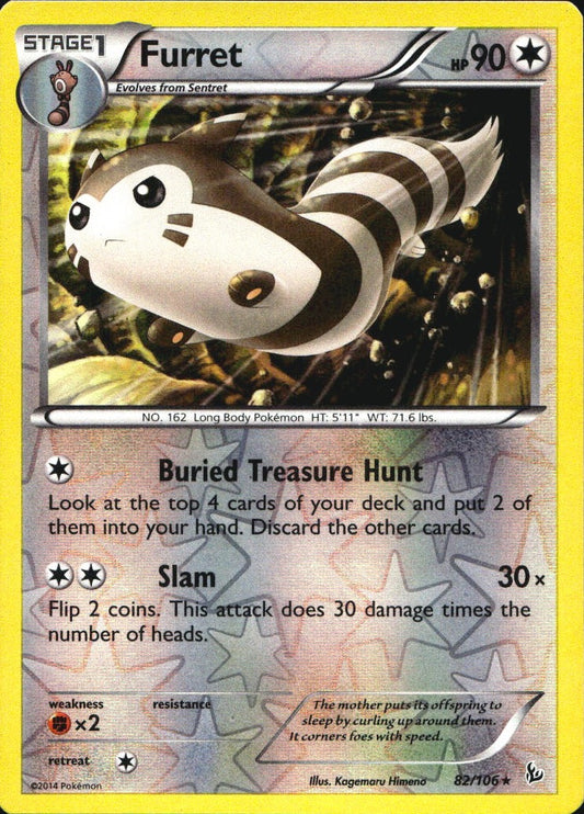 Furret 82/106 Rare Flashfire Pokemon Reverse Holo Near Mint